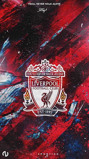 Liverpool FC Crest on Grunge Red and Black Abstract Background HD phone wallpaper
