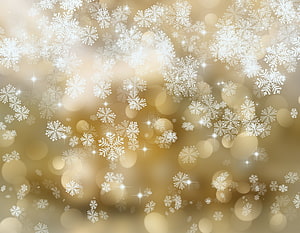 Golden Winter Snowflakes with Soft Bokeh and Sparkling Light Effects HD wallpaper