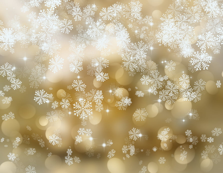 Golden Winter Snowflakes with Soft Bokeh and Sparkling Light Effects HD wallpaper