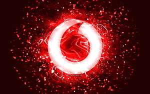 Vodafone Red Logo Abstract Neon Glow with Particle Effects and Electric Energy HD wallpaper