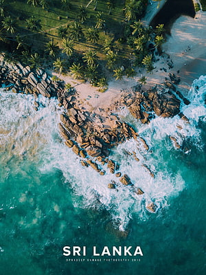 Aerial View of Sri Lanka Rocky Coastline with Turquoise Ocean Waves and Palm Trees HD phone wallpaper