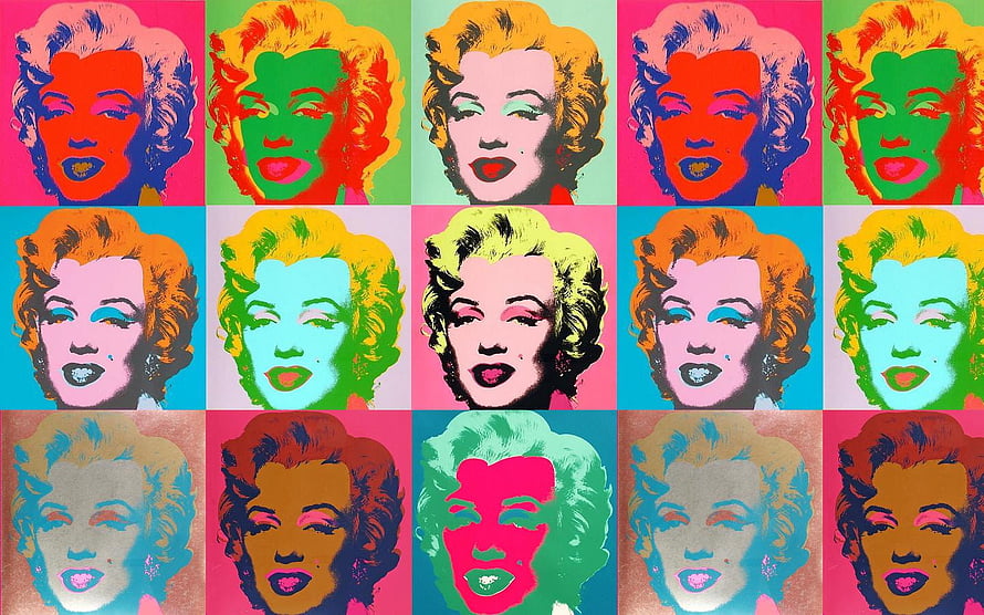 Andy Warhol Marilyn Monroe Pop Art Grid with Vibrant Color Variations HD wallpaper