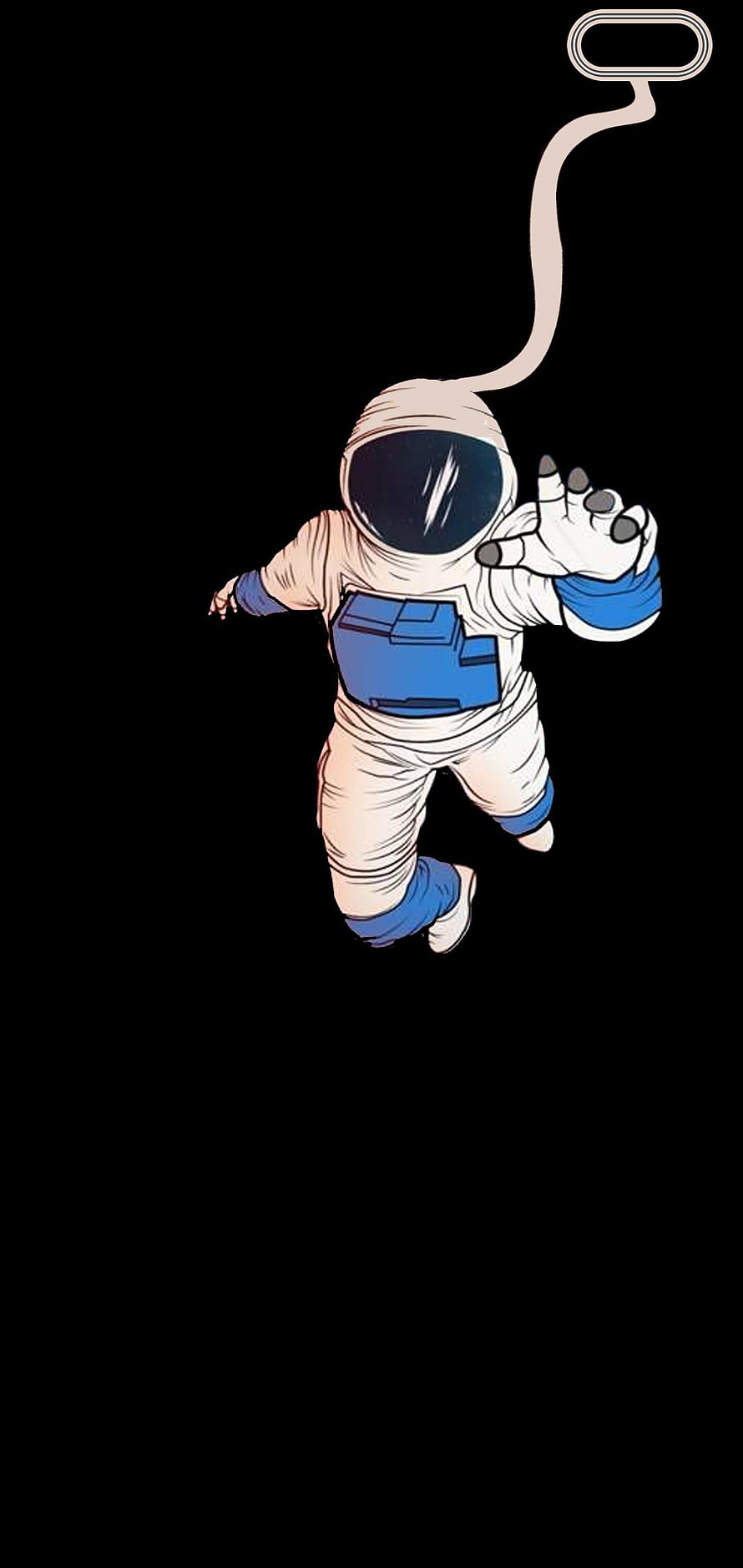 Cartoon Astronaut Floating in Space with Blue Accents on Black Background HD phone wallpaper