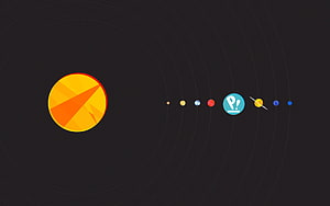 Pop!_OS Minimalist Desktop Wallpaper with Solar System Icon HD wallpaper
