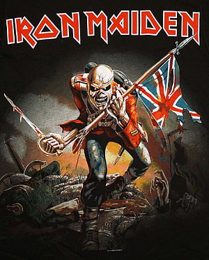 Iron Maiden The Trooper Album Art Featuring Eddie the Head with Union Jack Flag HD phone wallpaper