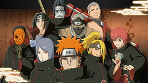 Akatsuki Organization Members Group Portrait in Naruto Anime Series HD wallpaper