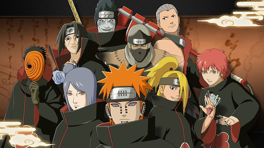 Akatsuki Organization Members Group Portrait in Naruto Anime Series HD wallpaper