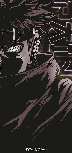 Pain from Naruto in Akatsuki Robe with Dark Monochrome Anime Art Style HD phone wallpaper