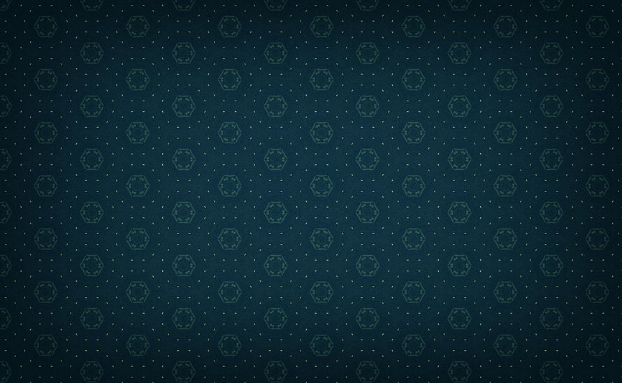 Dark teal geometric hexagon pattern with subtle dotted texture and repeating ornamental motifs HD wallpaper