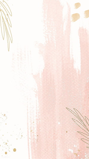 Soft Pink Watercolor Background with Gold Leaf Accents and Abstract Brush Strokes HD phone wallpaper