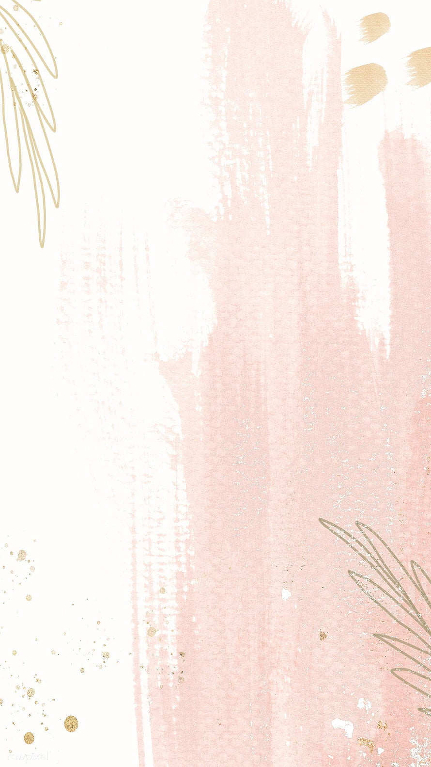 Soft Pink Watercolor Background with Gold Leaf Accents and Abstract Brush Strokes HD phone wallpaper