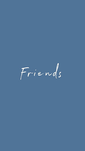 Minimalist Friends Word Art on Solid Slate Blue Background HD phone wallpaper