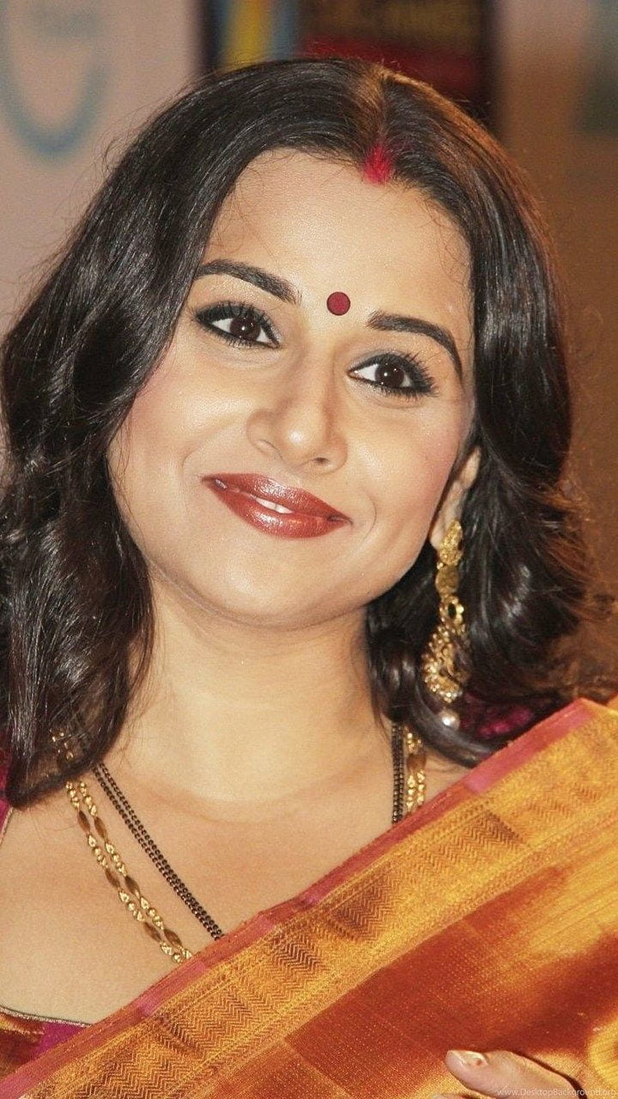 Vidya Balan in Traditional Saree with Gold Jewelry and Bind HD phone wallpaper