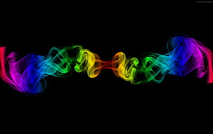 Vibrant Rainbow Smoke Flowing Across Black Background Abstract Digital Art HD wallpaper