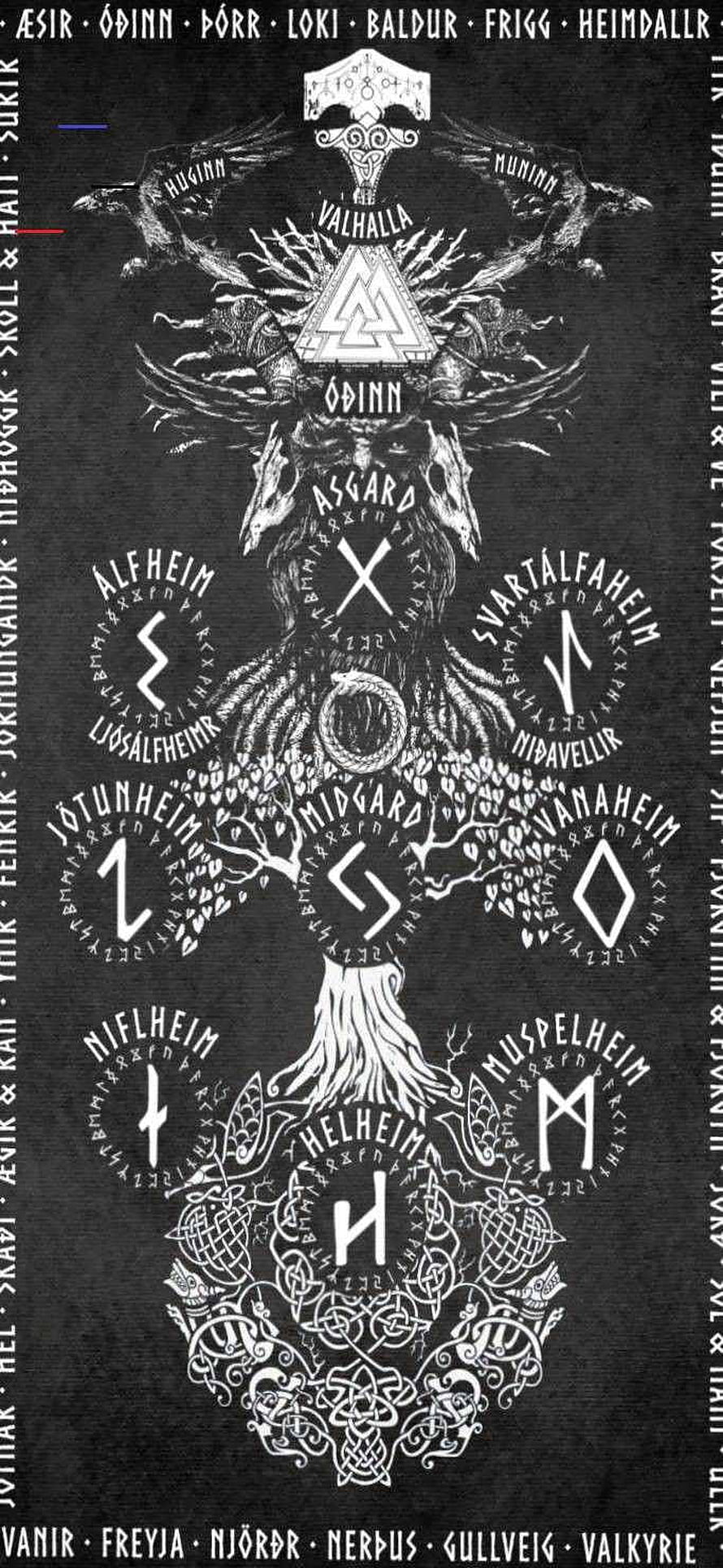 Norse Mythology Nine Realms Tree of Life with Odin and Valhalla HD phone wallpaper