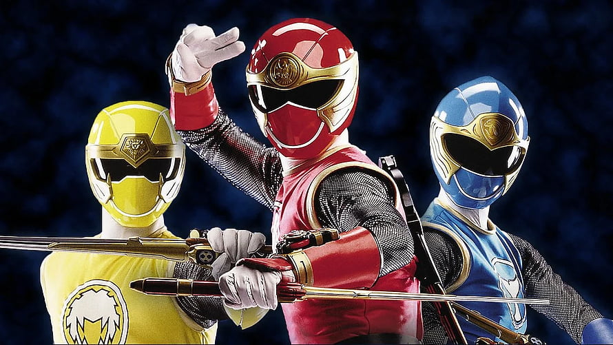 Power Rangers Ninja Storm Red Yellow and Blue Rangers in Action HD wallpaper
