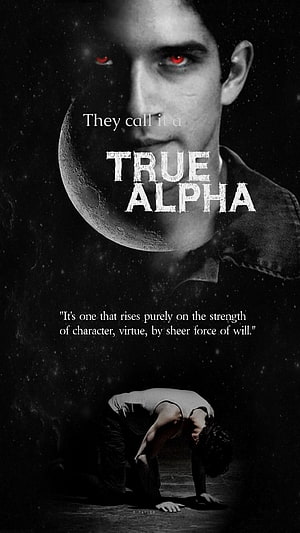 Teen Wolf Scott McCall True Alpha Poster with Red Eyes and Crescent Moon HD phone wallpaper