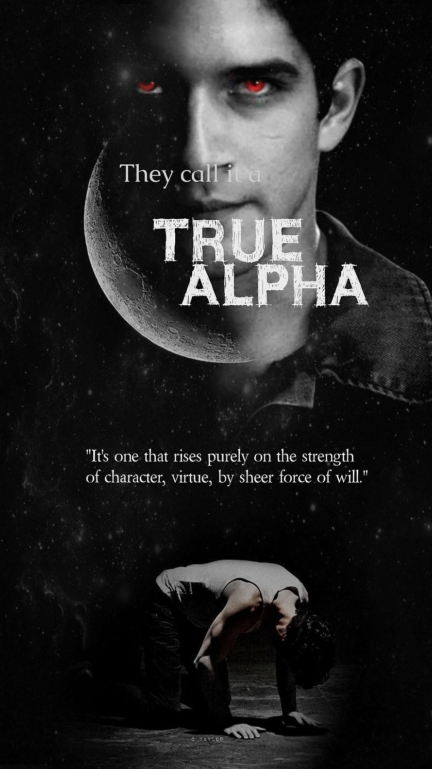 Teen Wolf Scott McCall True Alpha Poster with Red Eyes and Crescent Moon HD phone wallpaper