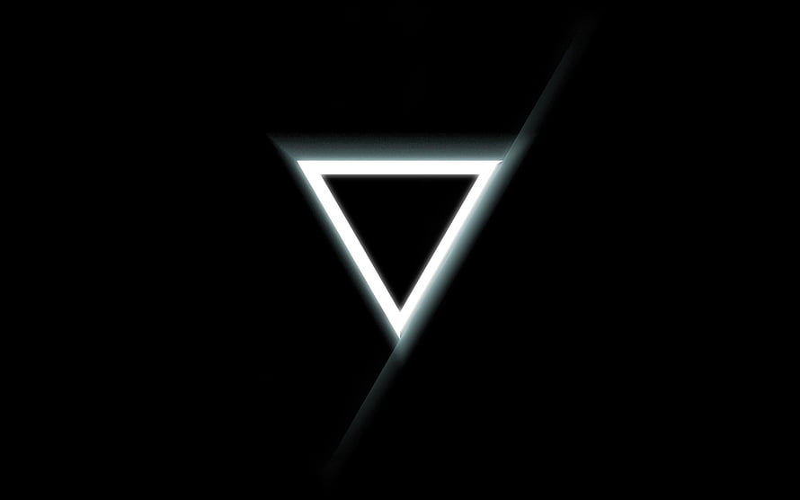 Glowing Inverted Triangle on Black Background Minimalist Geometric Design HD wallpaper