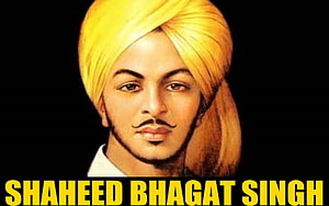 Bhagat Singh Portrait Illustration in Traditional Yellow Turban HD wallpaper