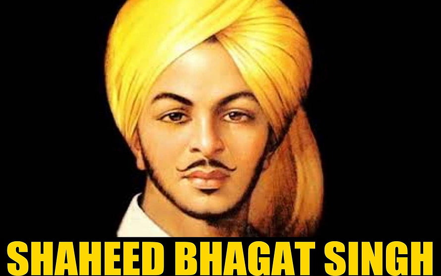 Bhagat Singh Portrait Illustration in Traditional Yellow Turban HD wallpaper