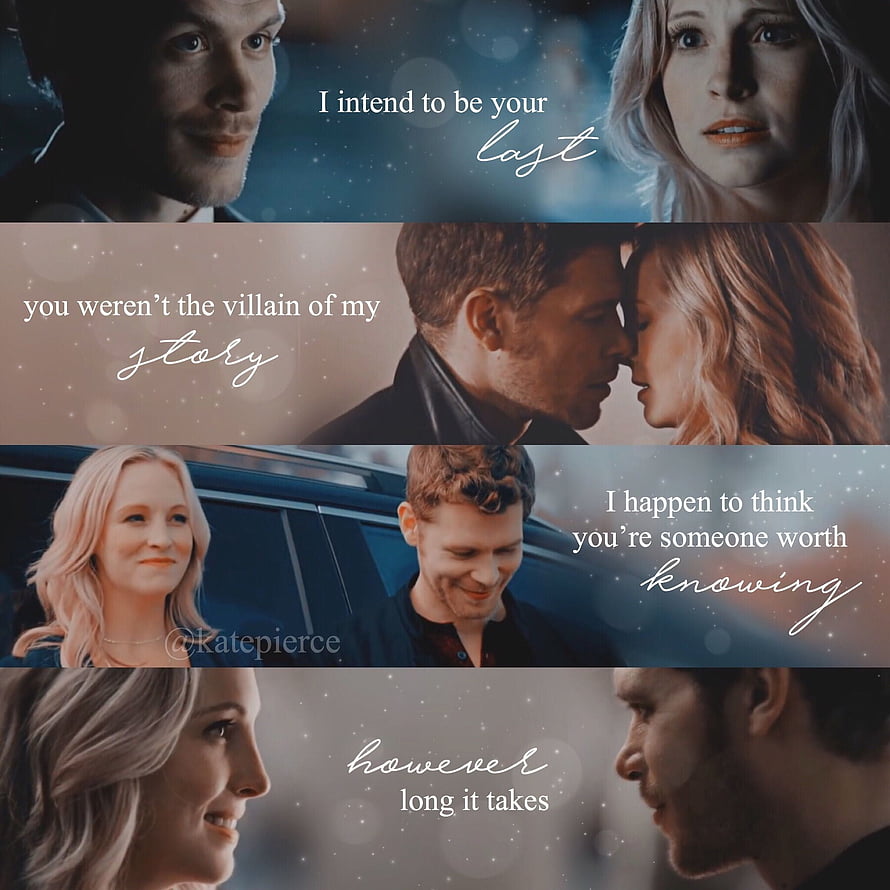 Klaroline The Vampire Diaries Klaus and Caroline Romantic Quote Collage HD phone wallpaper