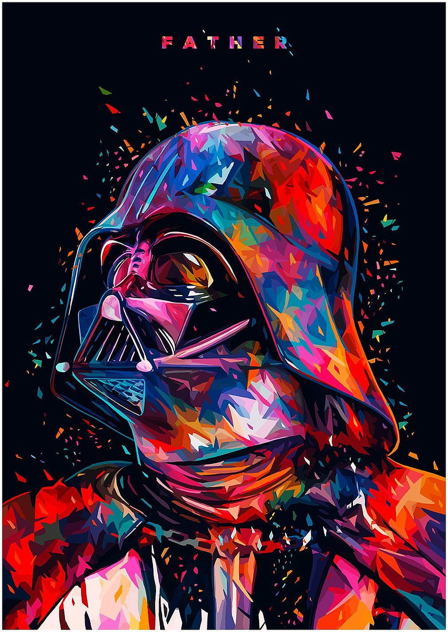 Darth Vader Pop Art Portrait with Vibrant Geometric Colors and Confetti HD phone wallpaper