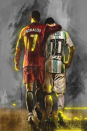 Cristiano Ronaldo and Lionel Messi Walking Together in Artistic Football Portrait HD phone wallpaper