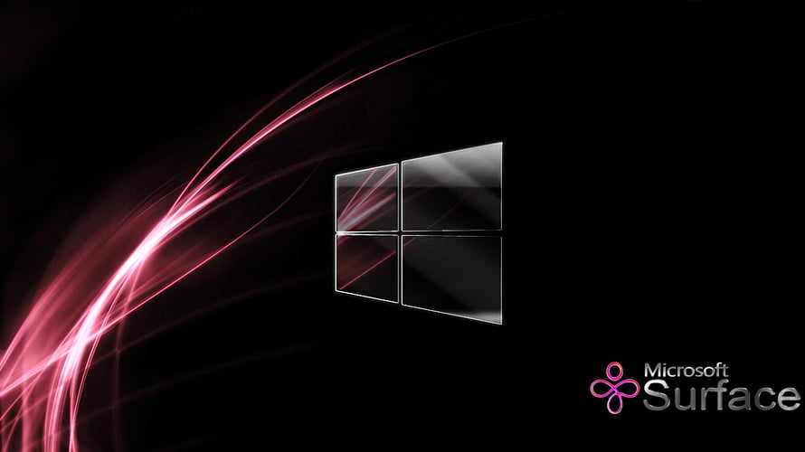 Microsoft Surface Pro 4 Windows 8 Logo with Pink Light Streaks on Black Background HD wallpaper