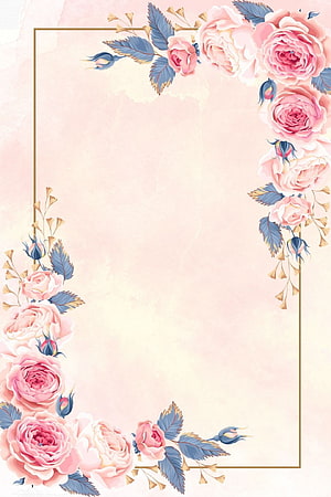 Elegant Pink Rose Floral Wedding Invitation Frame with Gold Border HD phone wallpaper