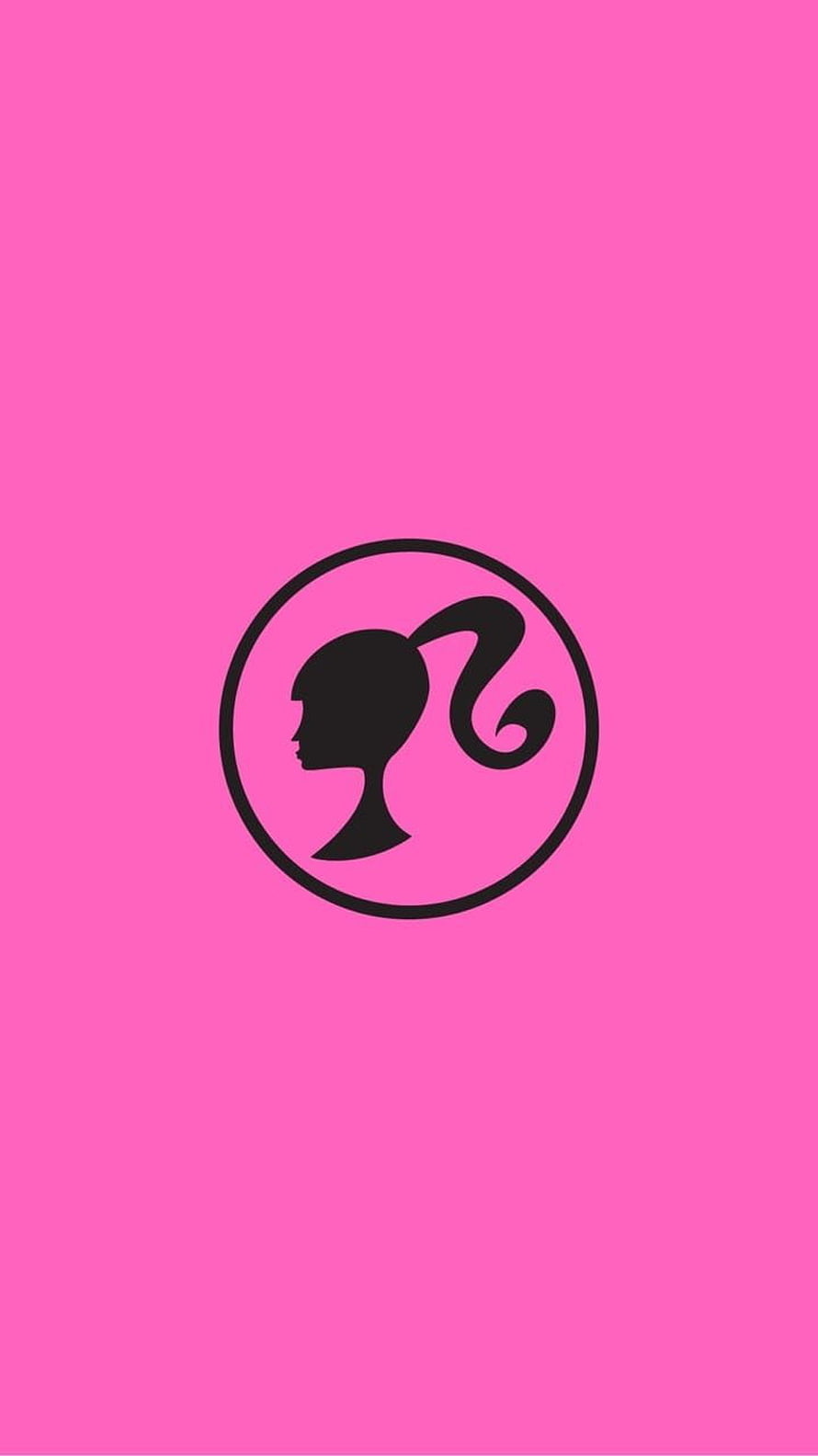 Minimalist Barbie Logo Silhouette on Vibrant Pink Background HD phone wallpaper
