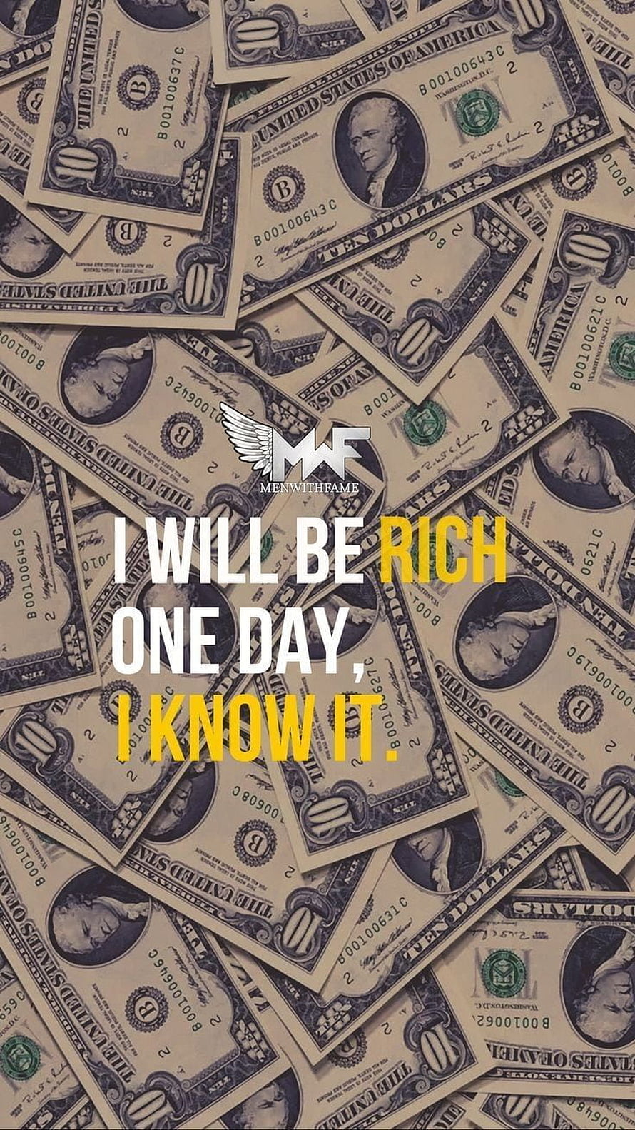 Motivational Wealth Affirmation on Scattered US Ten Dollar Bills HD phone wallpaper