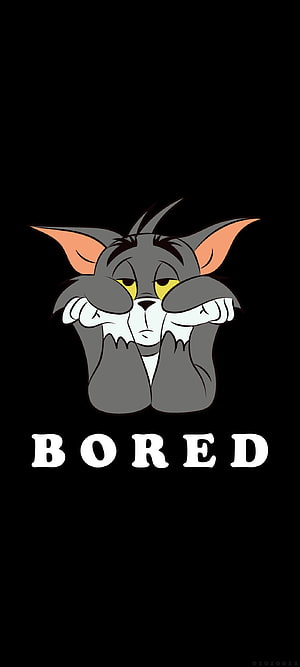 Tom from Tom and Jerry Looking Bored on Black Background HD phone wallpaper