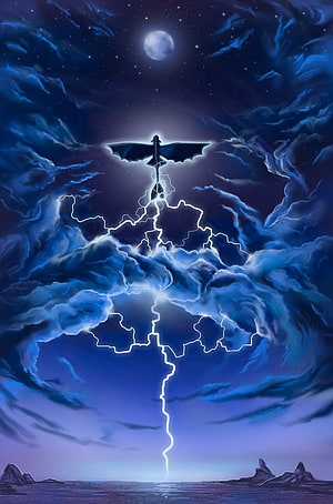 How To Train Your Dragon: Lightning Strike and Moonlit Sky Fantasy Art HD phone wallpaper