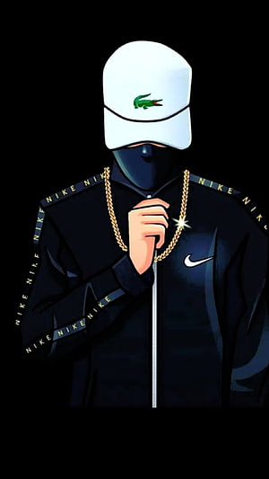 Mysterious Hooded Figure in Nike Track Jacket and Lacoste Cap with Gold Chain HD phone wallpaper