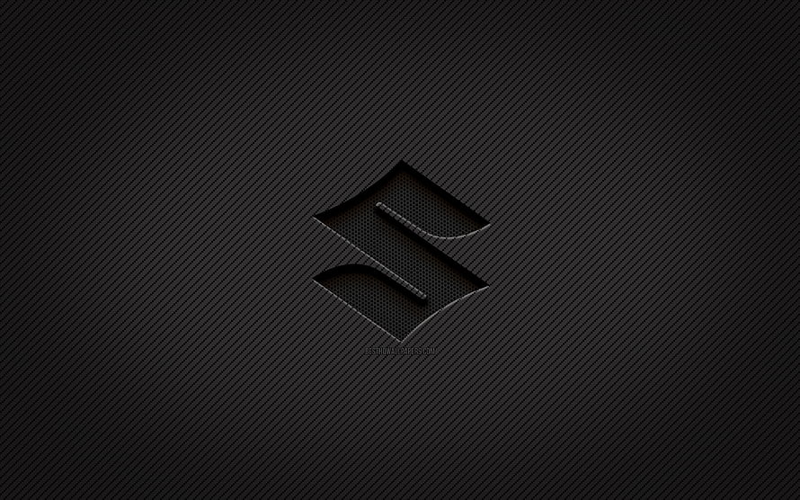 Suzuki carbon fiber emblem on dark textured background HD wallpaper