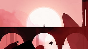 Gris Video Game Artwork Featuring Silhouette Character in Minimalist Landscape HD wallpaper