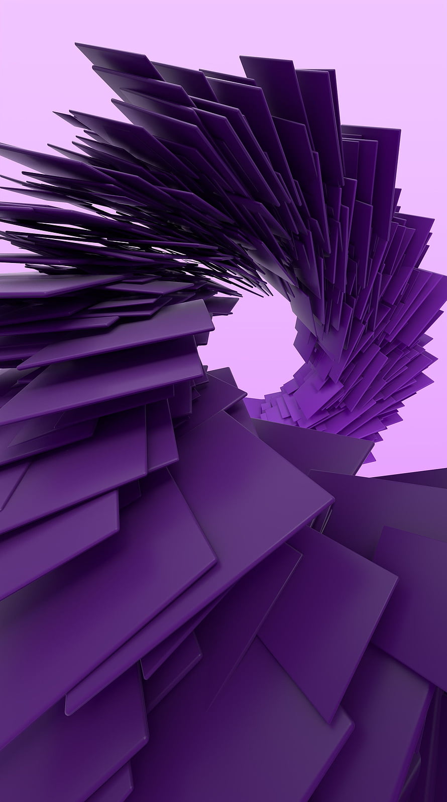 Abstract Purple Geometric 3D Render with Layered Shards and Curved Form HD phone wallpaper