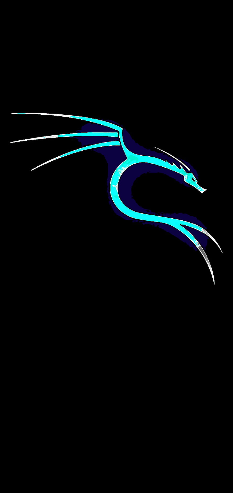 Neon Cyan Dragon Head Minimalist Logo on Black Background HD phone wallpaper