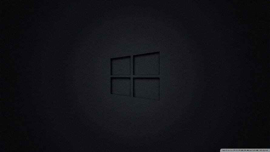 Windows 10 Black Minimalist Desktop Background with Subtle Logo HD wallpaper