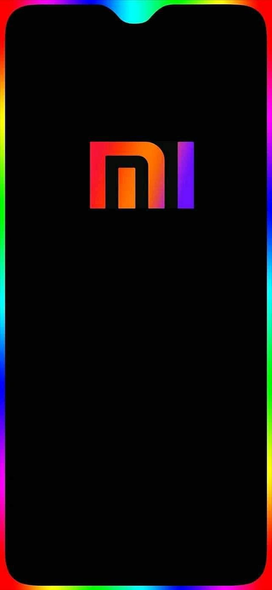 Xiaomi Mi Logo with Rainbow Border on Black Background HD phone wallpaper