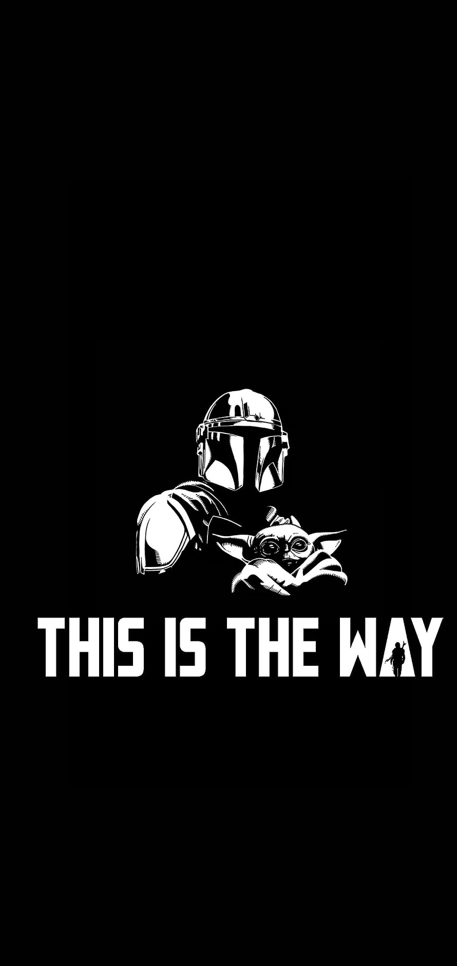 Mandalorian and Grogu Black and White Illustration with This Is The Way Quote HD phone wallpaper