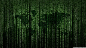 Green Matrix Code World Map Digital Rain Background HD wallpaper