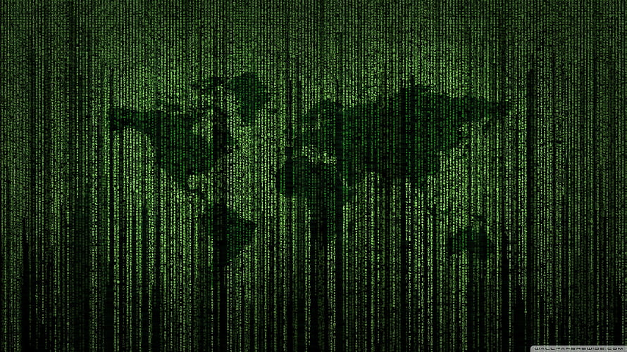 Green Matrix Code World Map Digital Rain Background HD wallpaper