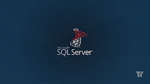 Microsoft SQL Server Logo on Dark Blue Background HD wallpaper
