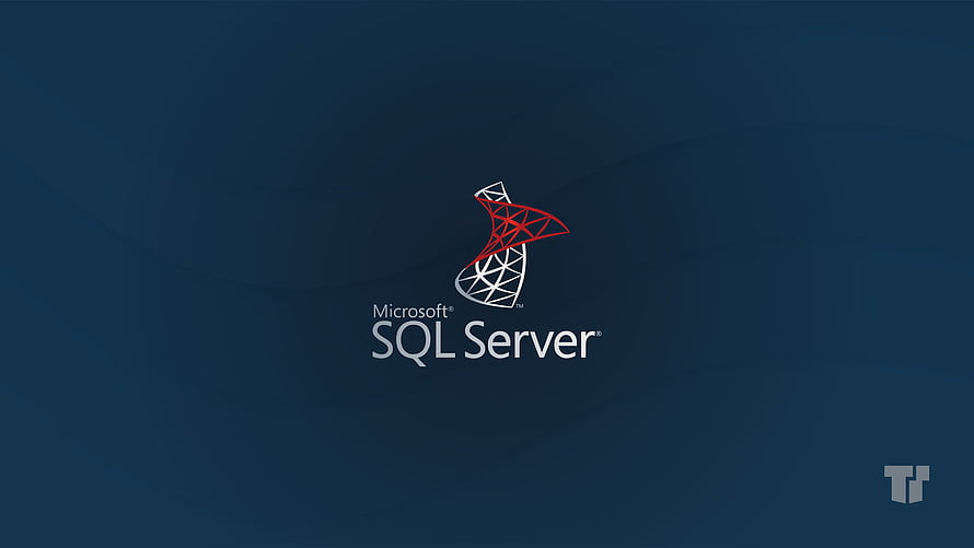 Microsoft SQL Server Logo on Dark Blue Background HD wallpaper
