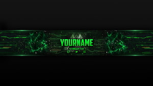 Green Cyberpunk Gaming Banner Template with Neon Circuit Board Design HD wallpaper