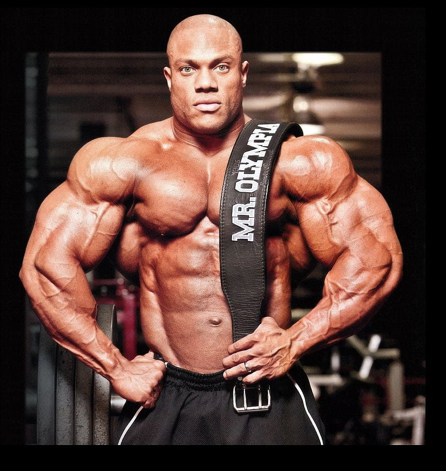 Phil Heath Mr Olympia Bodybuilding Pose with Weightlifting Belt in Gym HD phone wallpaper