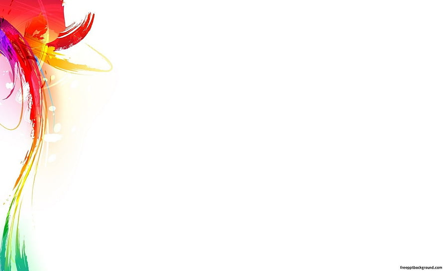 Vibrant abstract paint splashes on a clean white background with colorful flowing lines HD wallpaper