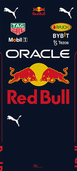 Oracle Red Bull Racing Formula 1 Team Sponsor Logos on Dark Navy Background HD phone wallpaper